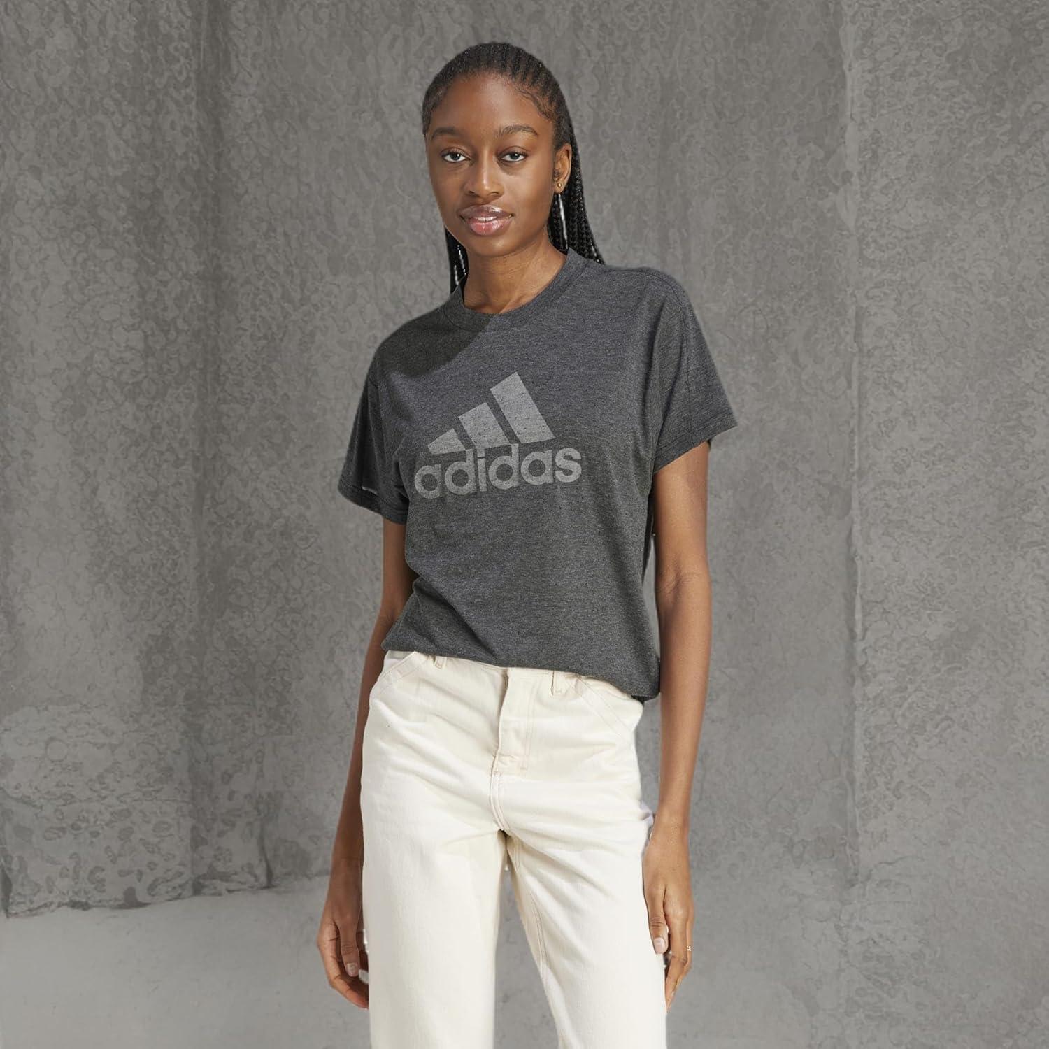 image:imageadidas Womens Future Icons Winners 30 TShirtBlack MelangeGrey