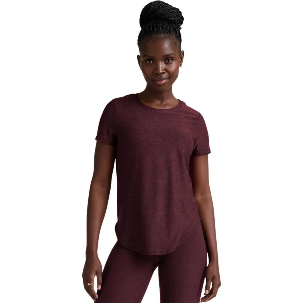 image:imageBeyond Yoga Womens Featherweight On The Down Low TeeMidnight Burgundy Heather