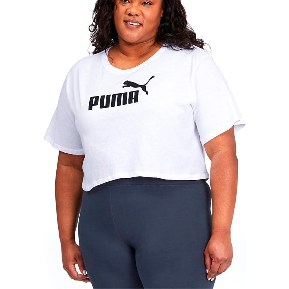 image:imagePUMA Womens Essentials Cropped Logo Tee Shirt Available in Plus SizesWhite