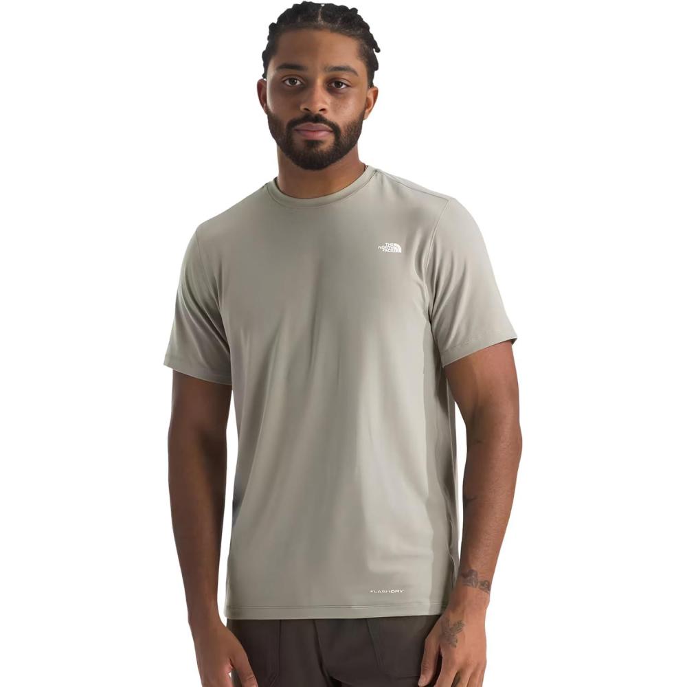 image:imageTHE NORTH FACE Mens Adventure Tee  Lightweight amp Stretchy Shirt With Setin Sleeves amp Heat Transfer LogoClay Grey