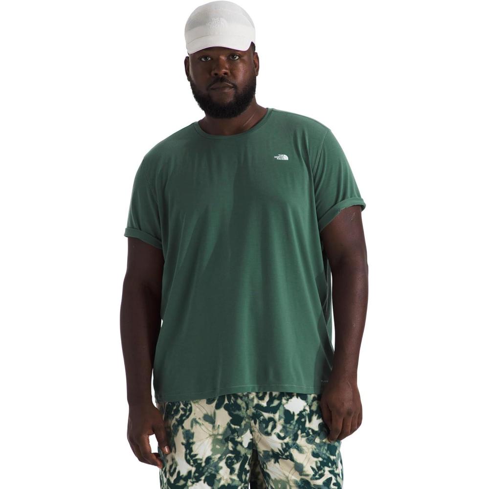 image:imageTHE NORTH FACE Mens Adventure Tee  Lightweight amp Stretchy Shirt With Setin Sleeves amp Heat Transfer LogoDuck Green