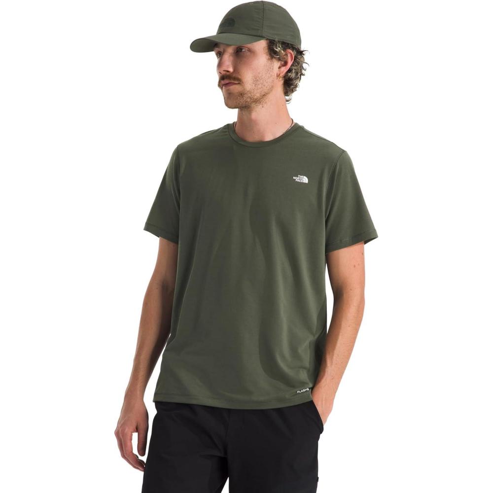 image:imageTHE NORTH FACE Mens Adventure Tee  Lightweight amp Stretchy Shirt With Setin Sleeves amp Heat Transfer LogoNew Taupe Green