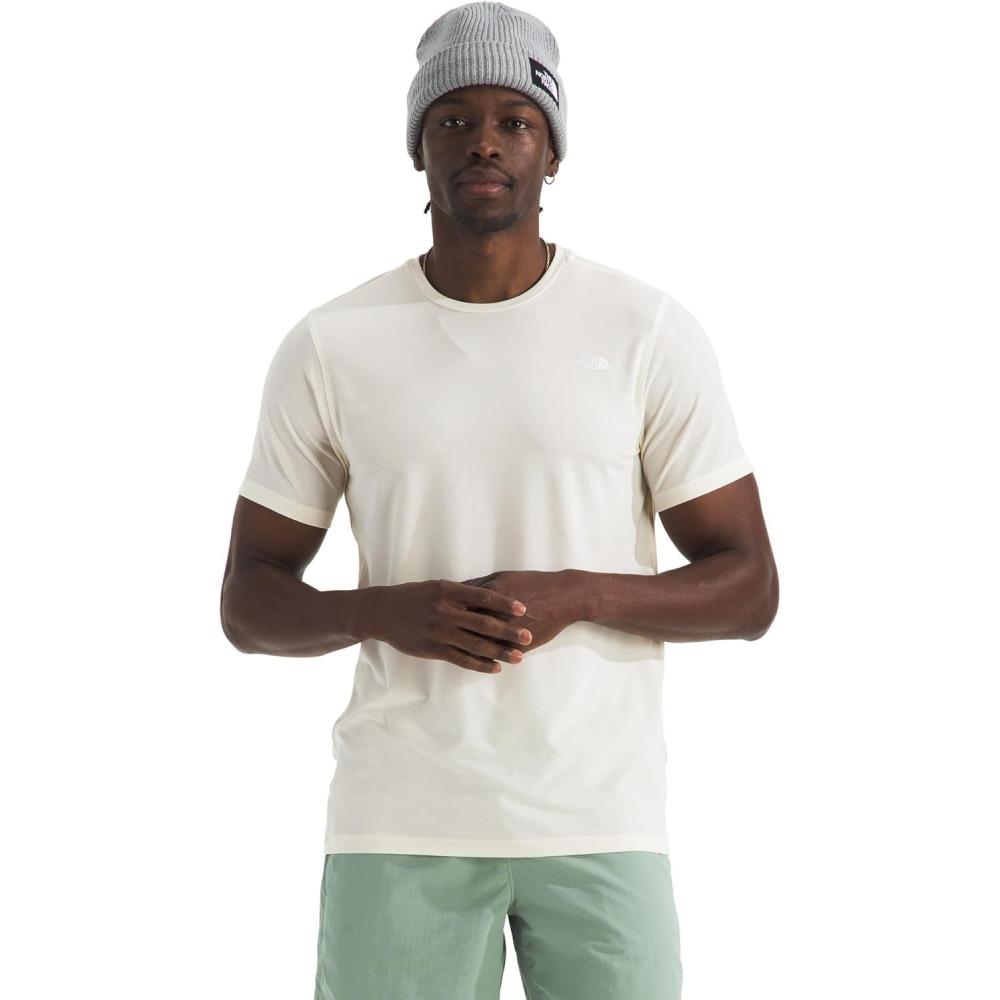 image:imageTHE NORTH FACE Mens Adventure Tee  Lightweight amp Stretchy Shirt With Setin Sleeves amp Heat Transfer LogoWhite Dune