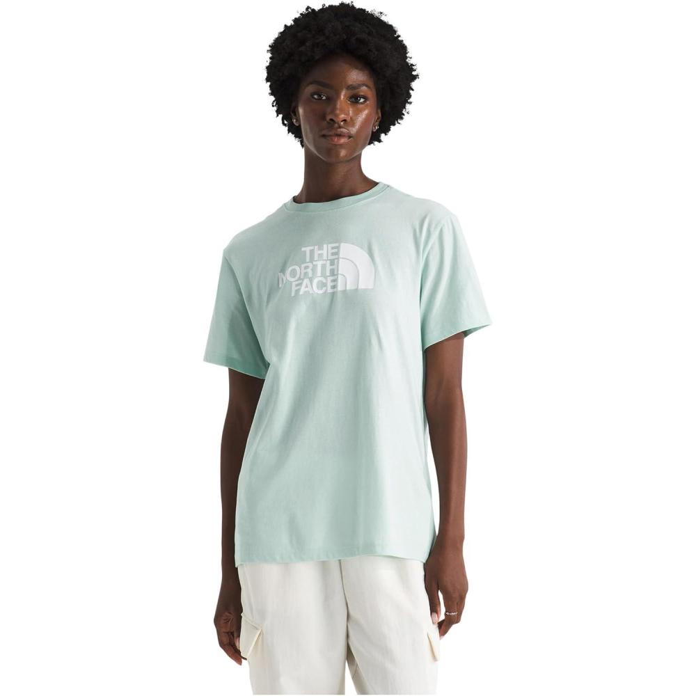 image:imageTHE NORTH FACE Womens Evolution Short Sleeve Half Dome Tee  Everyday Cotton Shirt With a Logo GraphicOpal Frost