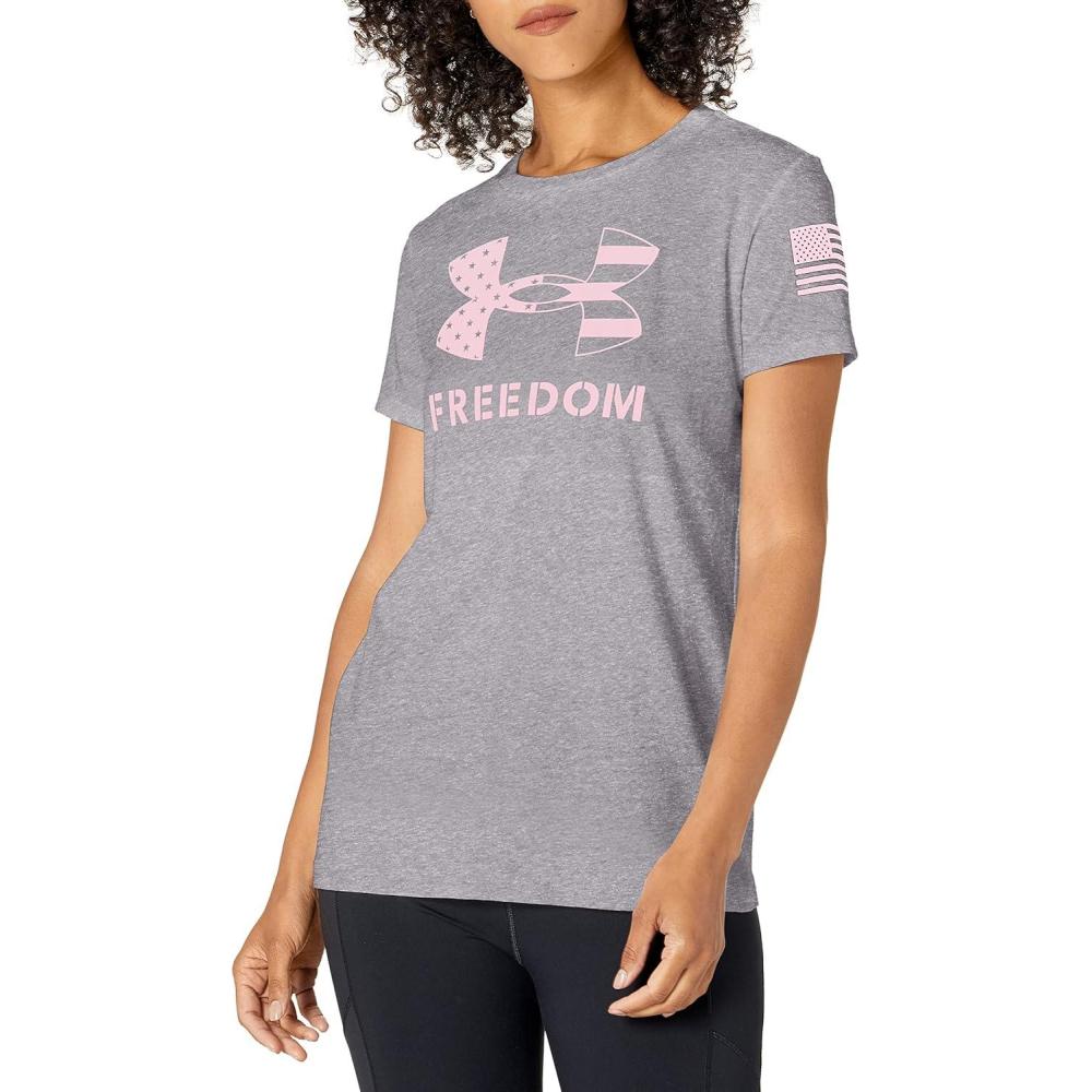 image:imageUnder Armour New Freedom Logo TShirt035 Steel Light Heather Prime Pink