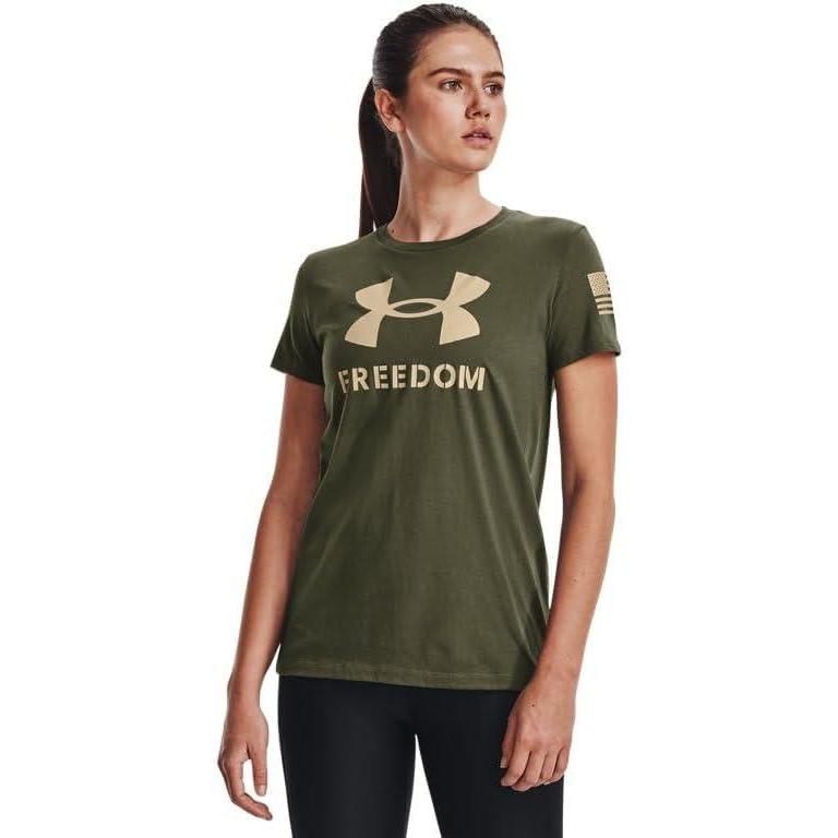 image:imageUnder Armour New Freedom Logo TShirt391 Marine Od Green   Desert Sand