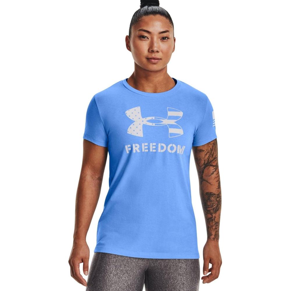 image:imageUnder Armour New Freedom Logo TShirt475 Carolina Blue   Halo Gray
