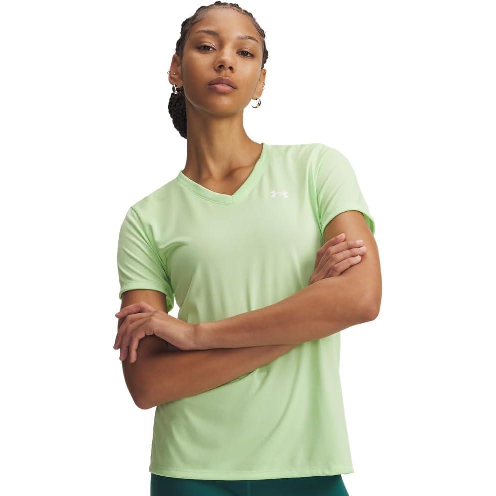 image:imageUnder Armour Womens Tech Short Sleeve V Neck712 Lumos Lime   White