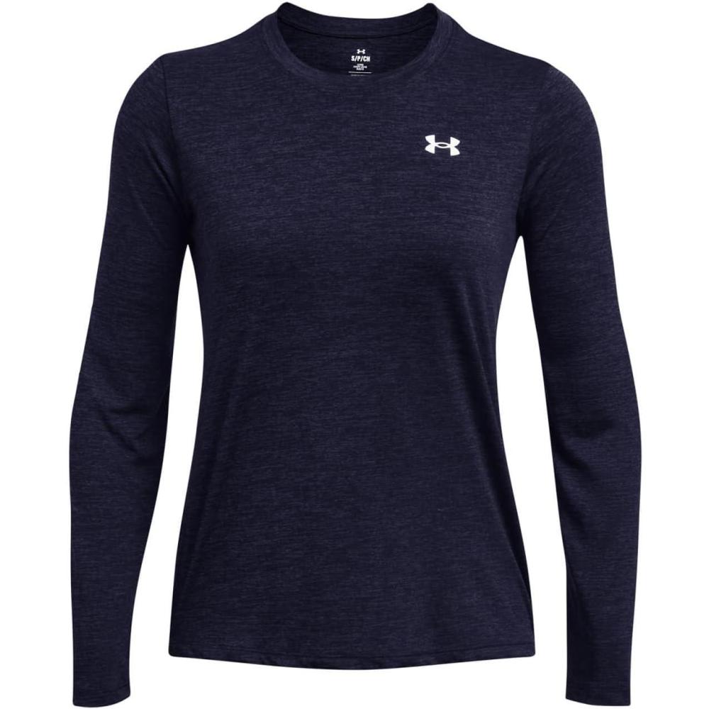image:imageUnder Armour Womens Tech Twist Long Sleeve Crew410 Midnight Navy   White