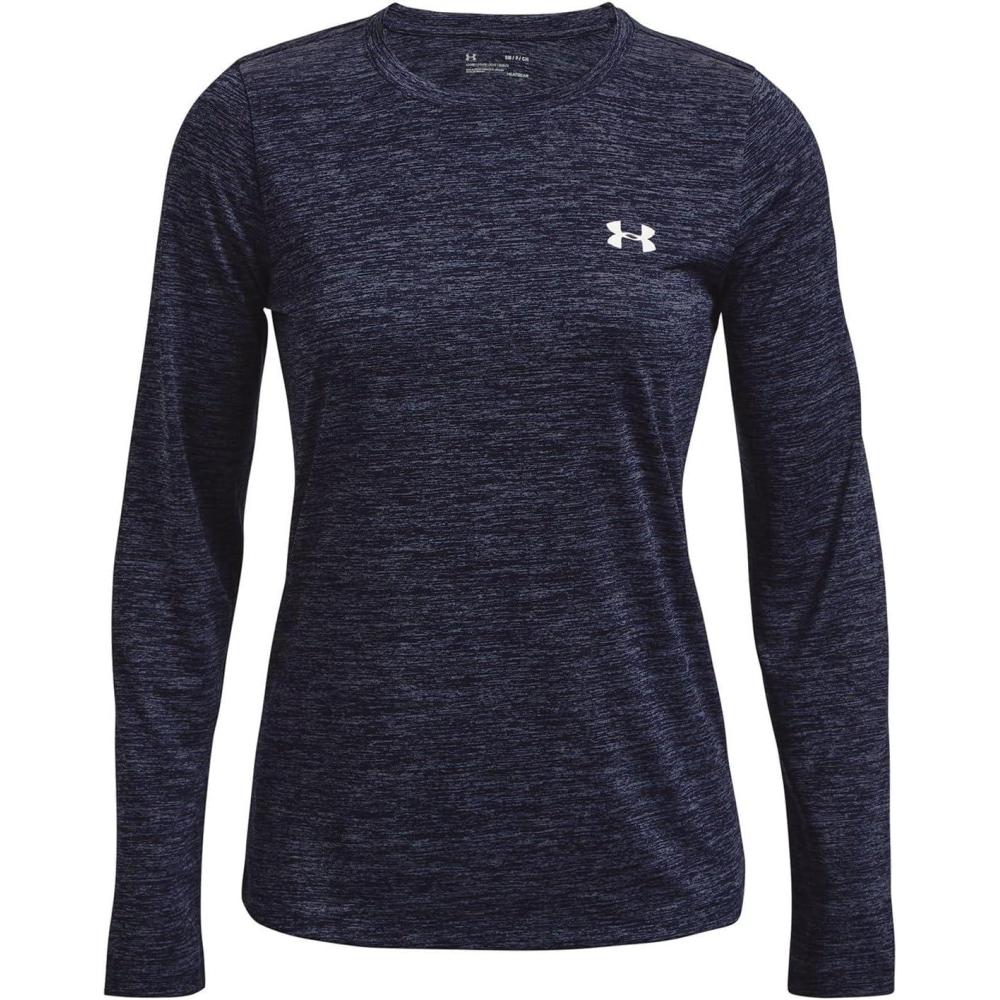 image:imageUnder Armour Womens Tech Twist Long Sleeve Crew411 Midnight Navy  Cadet  Metallic Silver