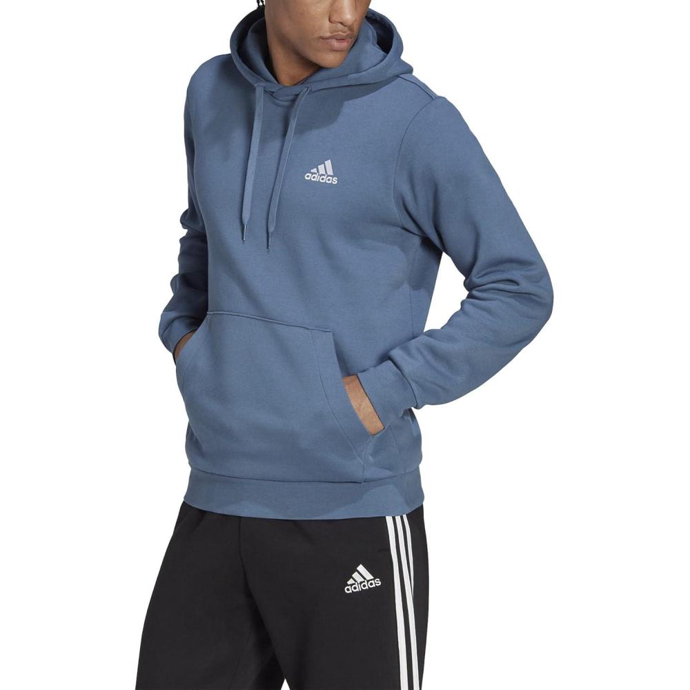 image:imageadidas Mens Essentials Fleece HoodieWonder SteelWhiite