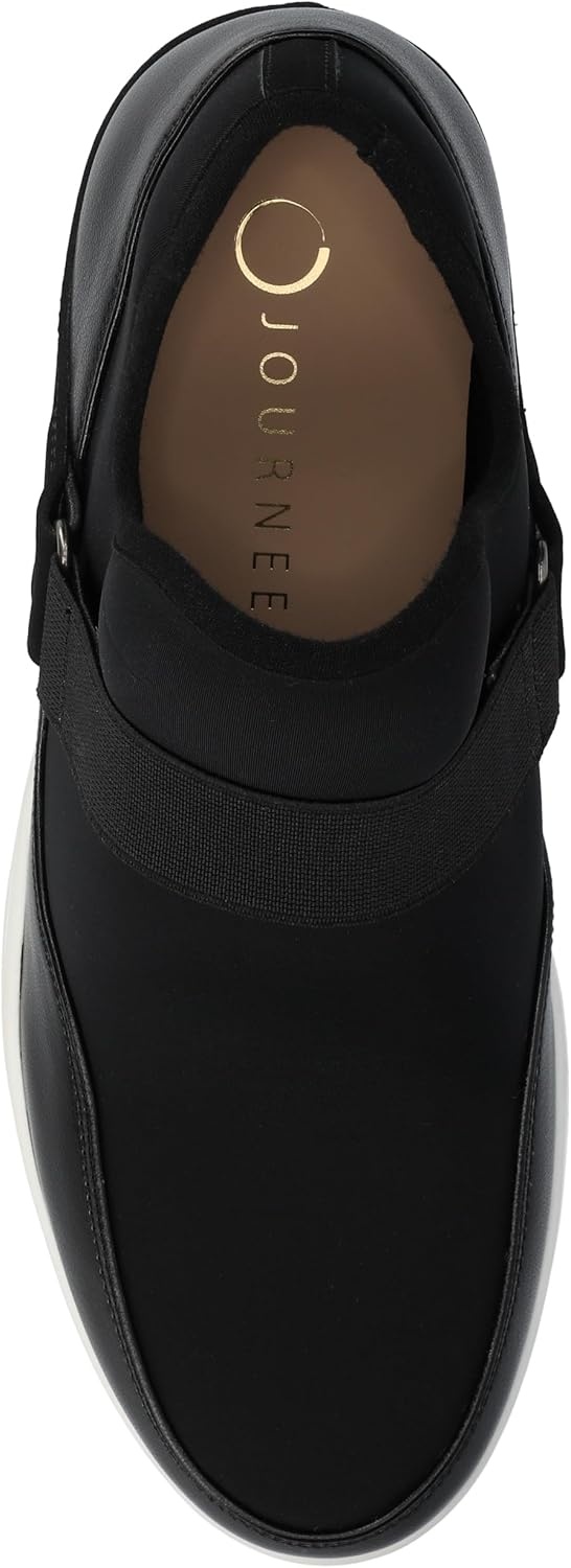 image:imageJournee Collection Womens Damari Strapped PullOn Wedge SneakersBlack