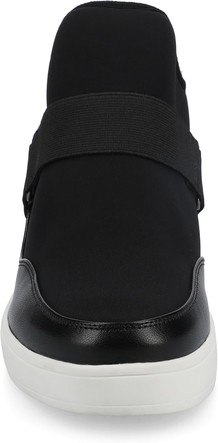 image:imageJournee Collection Womens Damari Strapped PullOn Wedge SneakersBlack