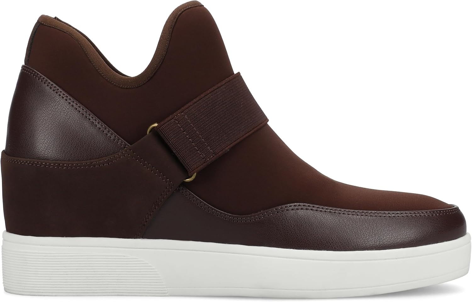 image:imageJournee Collection Womens Damari Strapped PullOn Wedge SneakersChocolate