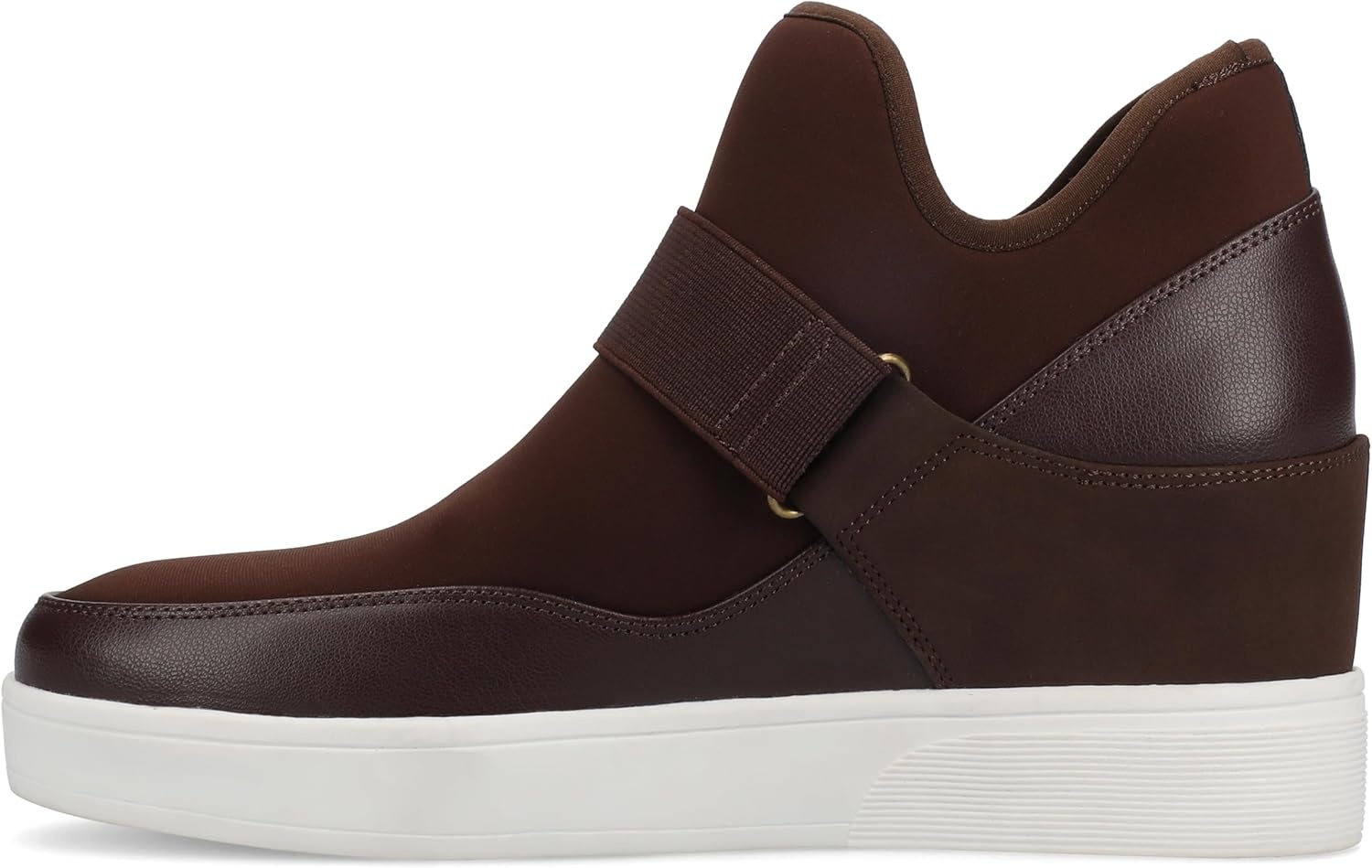 image:imageJournee Collection Womens Damari Strapped PullOn Wedge SneakersChocolate