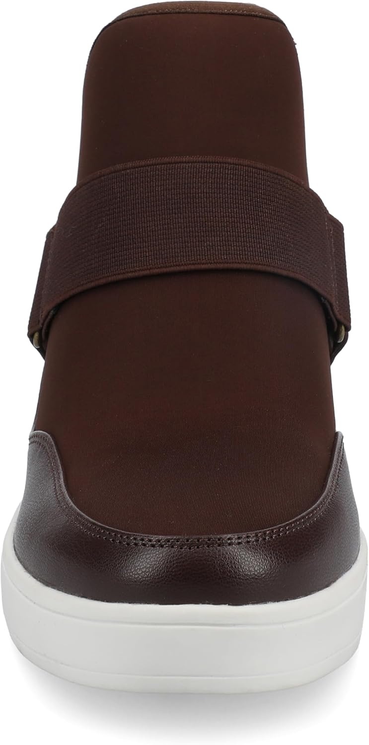 image:imageJournee Collection Womens Damari Strapped PullOn Wedge SneakersChocolate
