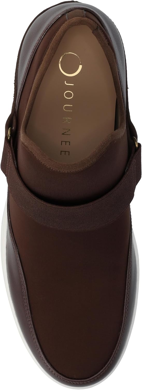 image:imageJournee Collection Womens Damari Strapped PullOn Wedge SneakersChocolate