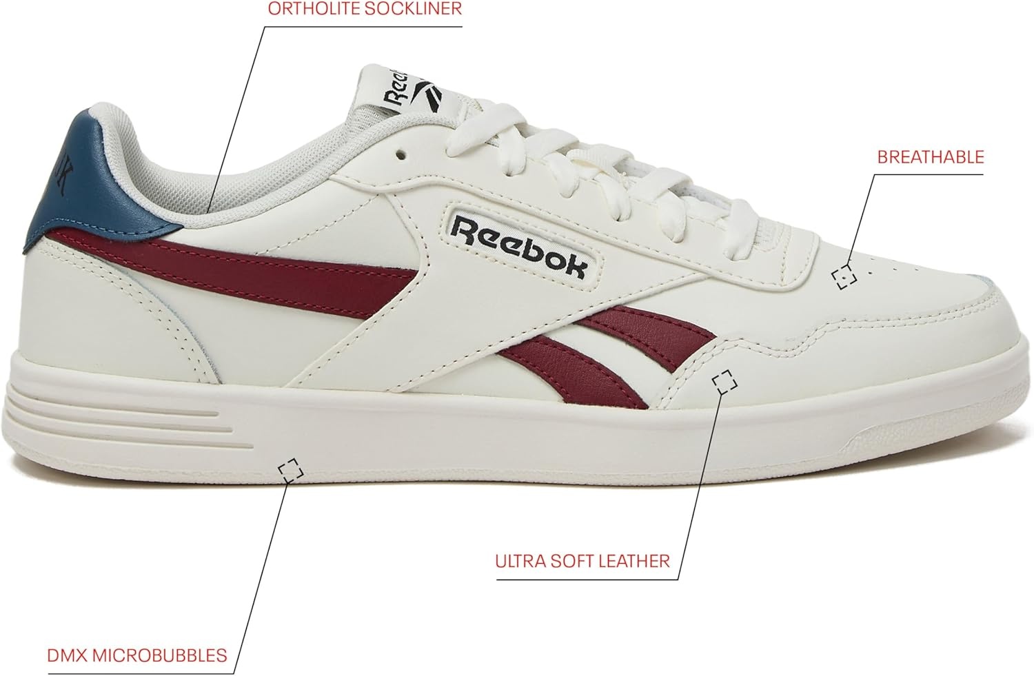 image:imageReebok Court Advance Sneakers for Men Casual Tennis Mens Shoes Size 6 to 15ChalkChalkRetro Red