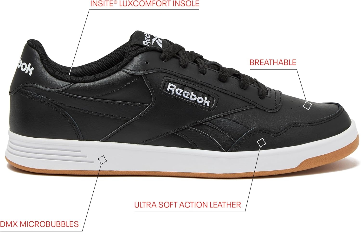 image:imageReebok Court Advance Sneakers for Men Casual Tennis Mens Shoes Size 6 to 15Core BlackFootwear WhiteReebok Gum