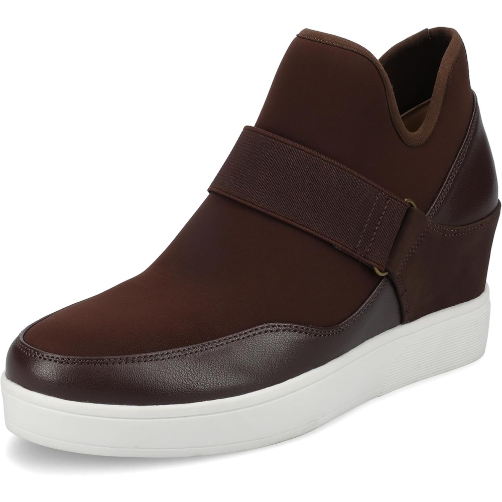 image:imageJournee Collection Womens Damari Strapped PullOn Wedge SneakersChocolate