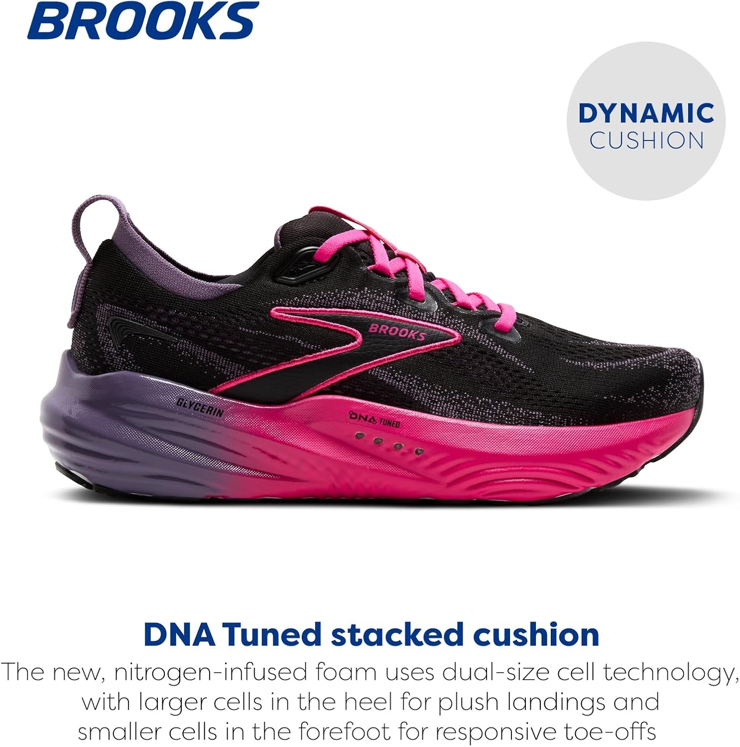 image:imageBrooks Womens Glycerin 22 Neutral Running ShoeBlackMontanaFuchsia