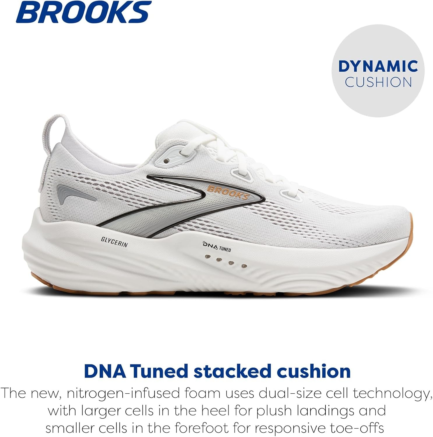 image:imageBrooks Womens Glycerin 22 Neutral Running ShoeWhiteGreyBlack