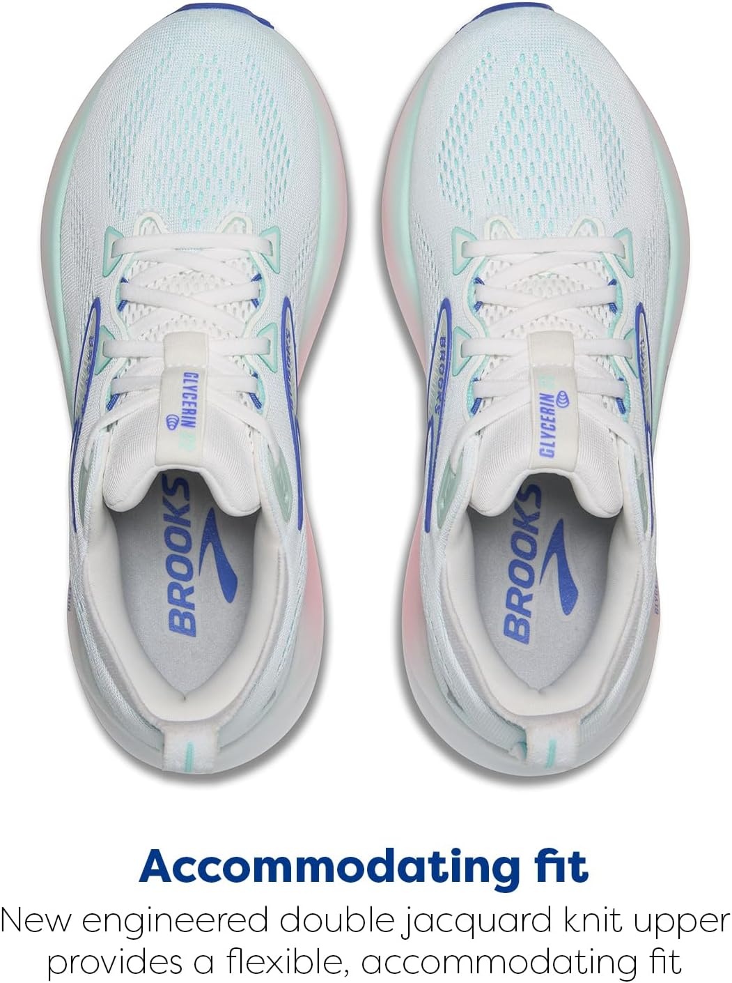 image:imageBrooks Womens Glycerin 22 Neutral Running ShoeWhiteLimpet ShellAmparo Blue