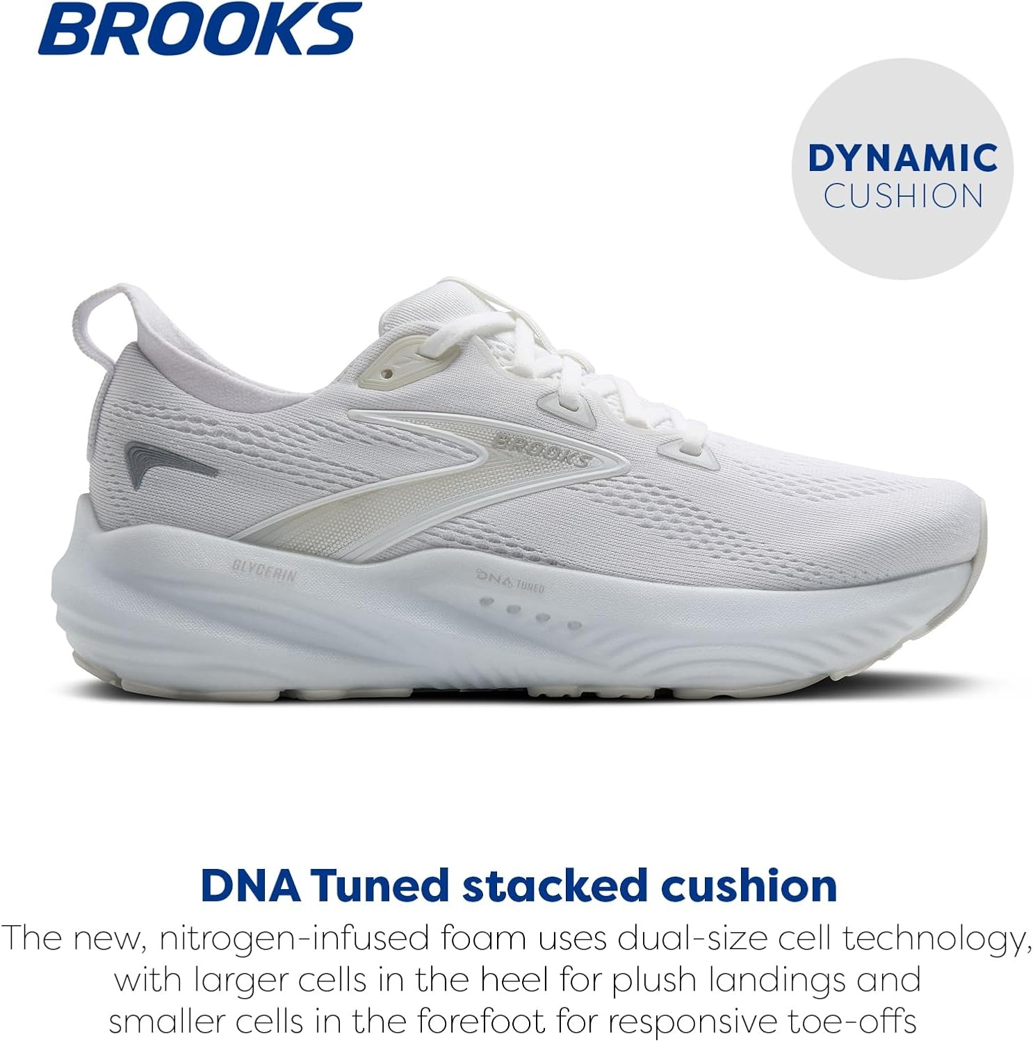 image:imageBrooks Womens Glycerin 22 Neutral Running ShoeWhiteWhiteGrey
