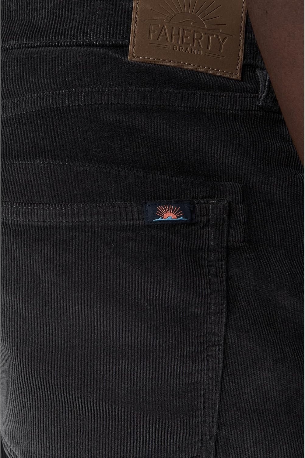 image:imageFaherty Mens Stretch Terry Corduroy 5 Pocket PantsWashed Charcoal 1