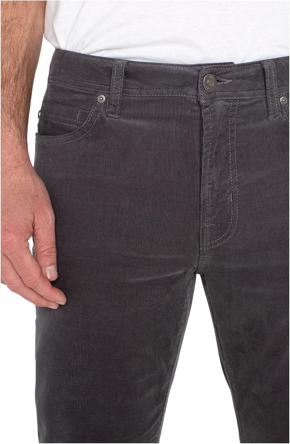 image:imageLiverpool Los Angeles Kingston MidRise Modern Straight Corduroy PantsGray Pinstripe