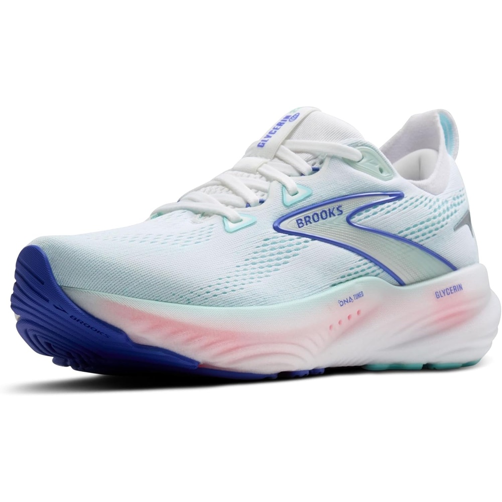 image:imageBrooks Womens Glycerin 22 Neutral Running ShoeWhiteLimpet ShellAmparo Blue