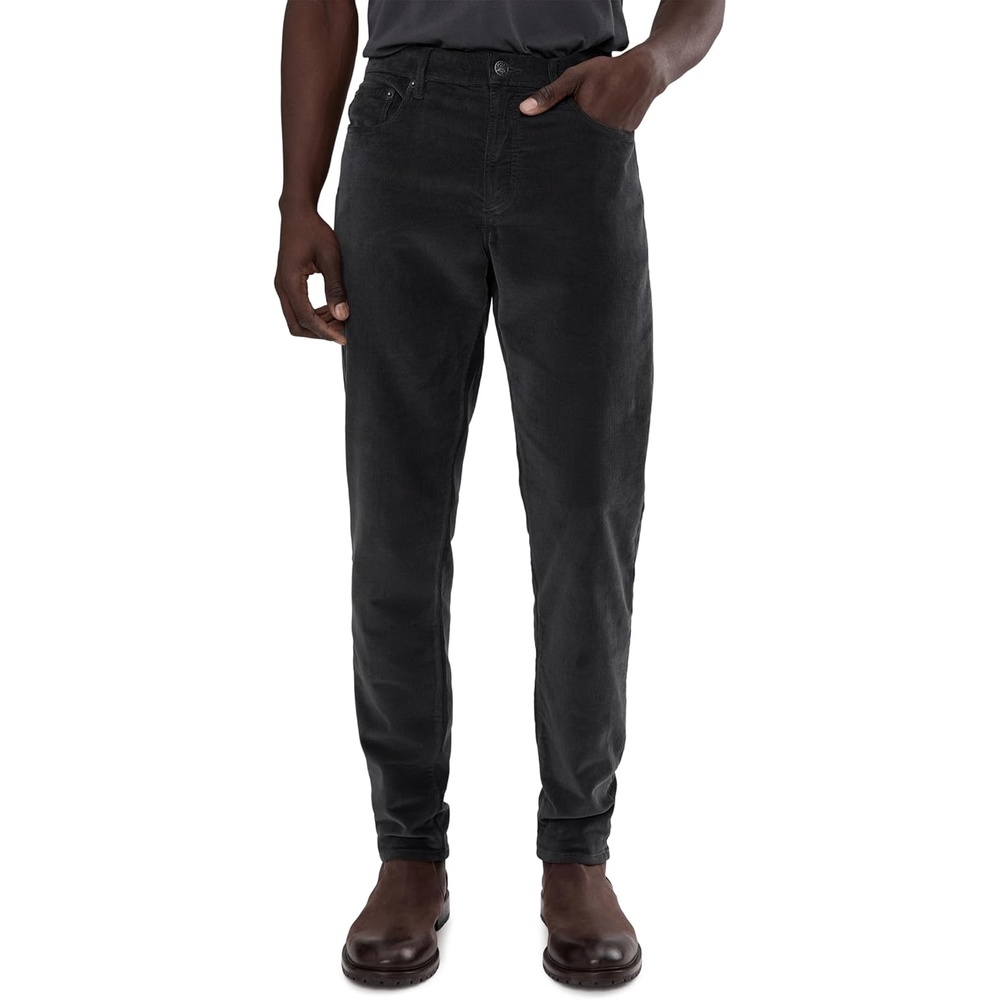 image:imageFaherty Mens Stretch Terry Corduroy 5 Pocket PantsWashed Charcoal 1