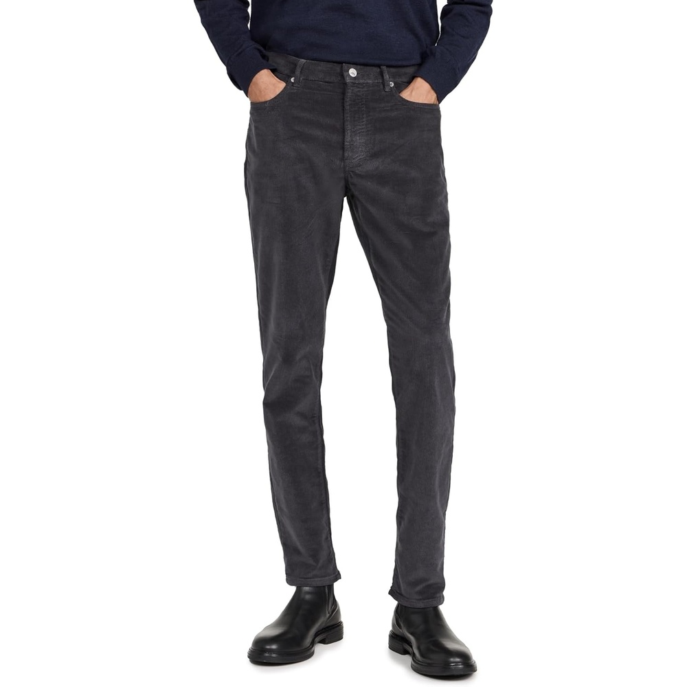 image:imageFaherty Mens Stretch Terry Corduroy 5 Pocket PantsWashed Charcoal