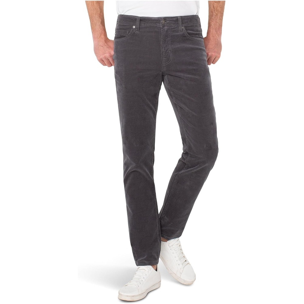 image:imageLiverpool Los Angeles Kingston MidRise Modern Straight Corduroy PantsGray Pinstripe