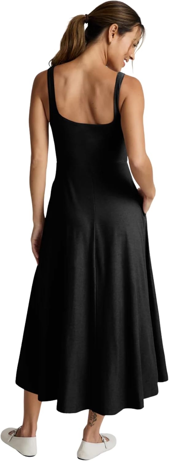image:imageBeyond Yoga Womens Featherweight At The Ready Square Neck Midi DressDarkest Night