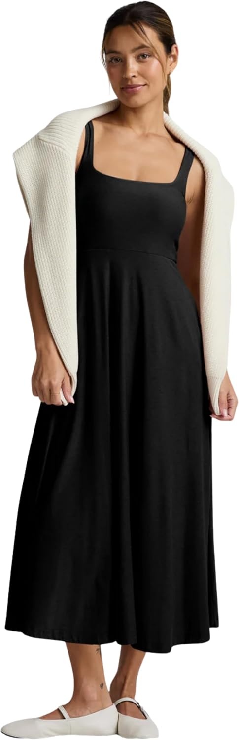image:imageBeyond Yoga Womens Featherweight At The Ready Square Neck Midi DressDarkest Night