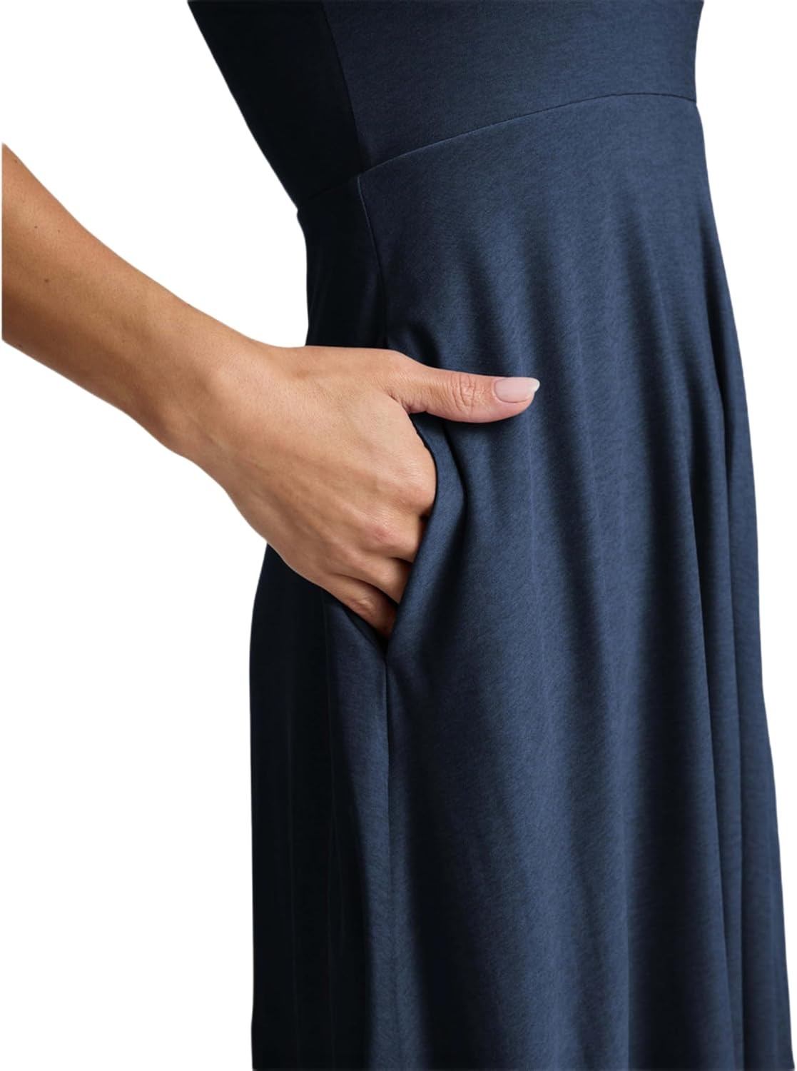 image:imageBeyond Yoga Womens Featherweight At The Ready Square Neck Midi DressNocturnal Navy