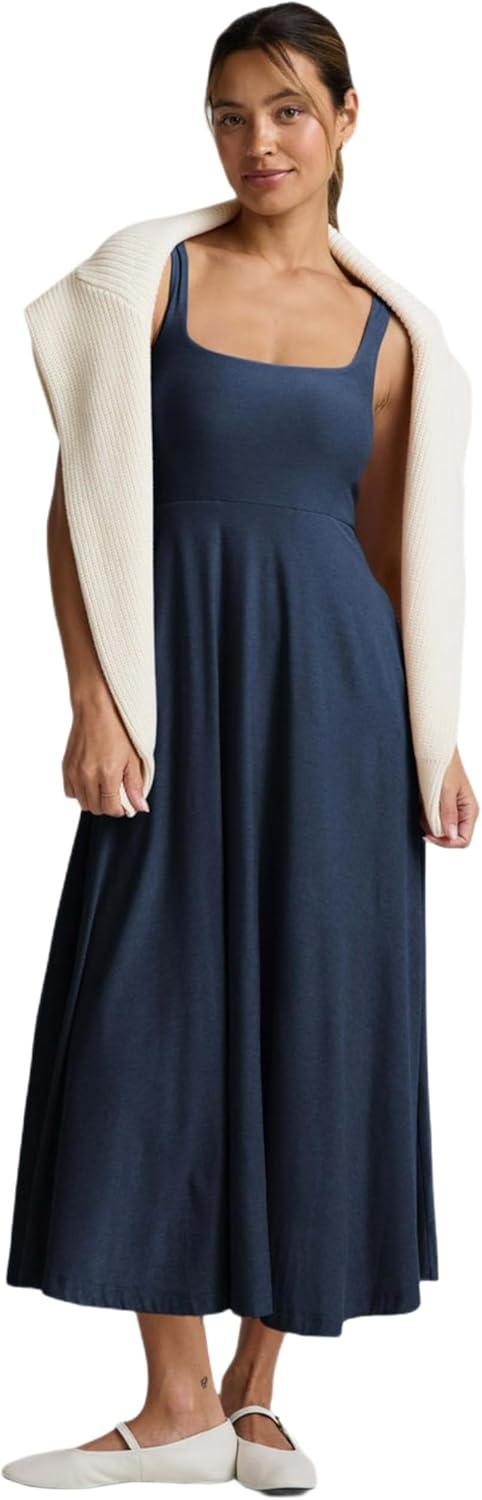 image:imageBeyond Yoga Womens Featherweight At The Ready Square Neck Midi DressNocturnal Navy