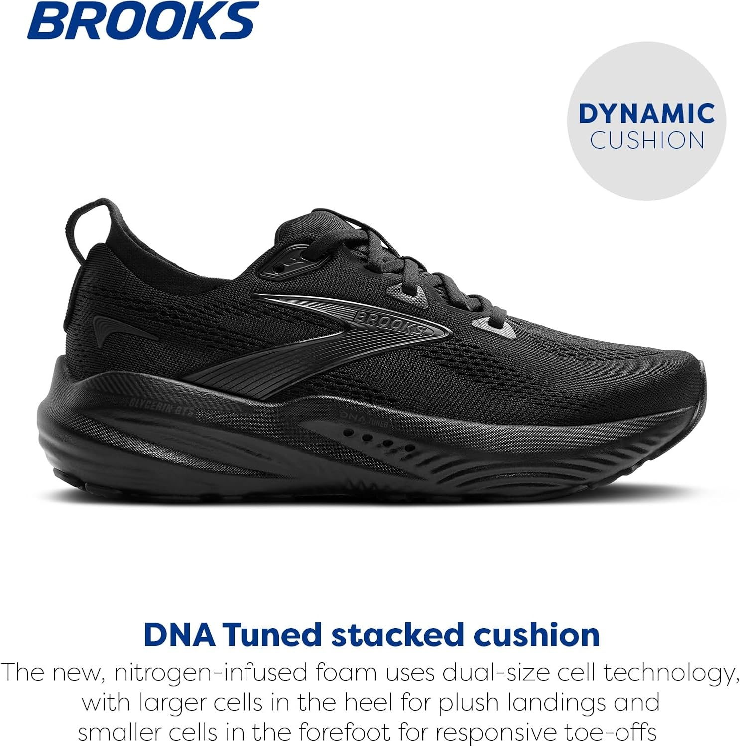 image:imageBrooks Mens Glycerin GTS 22 Supportive Running ShoeBlackBlackEbony