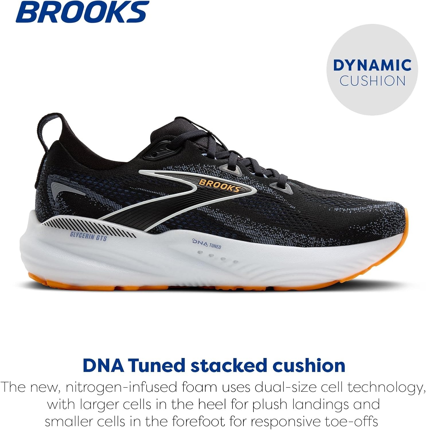 image:imageBrooks Mens Glycerin GTS 22 Supportive Running ShoeBlackCountry BlueOrange Pop