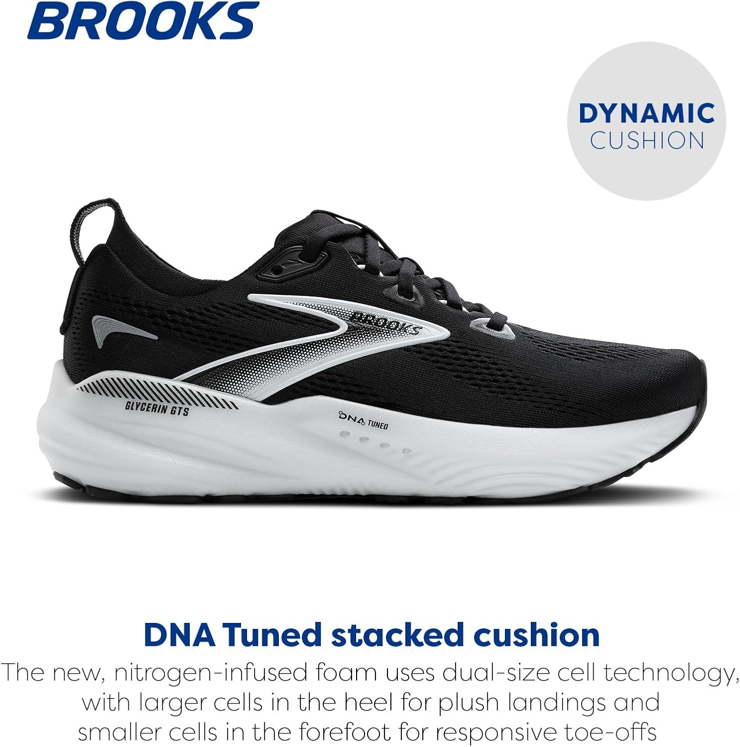 image:imageBrooks Mens Glycerin GTS 22 Supportive Running ShoeBlackGreyWhite