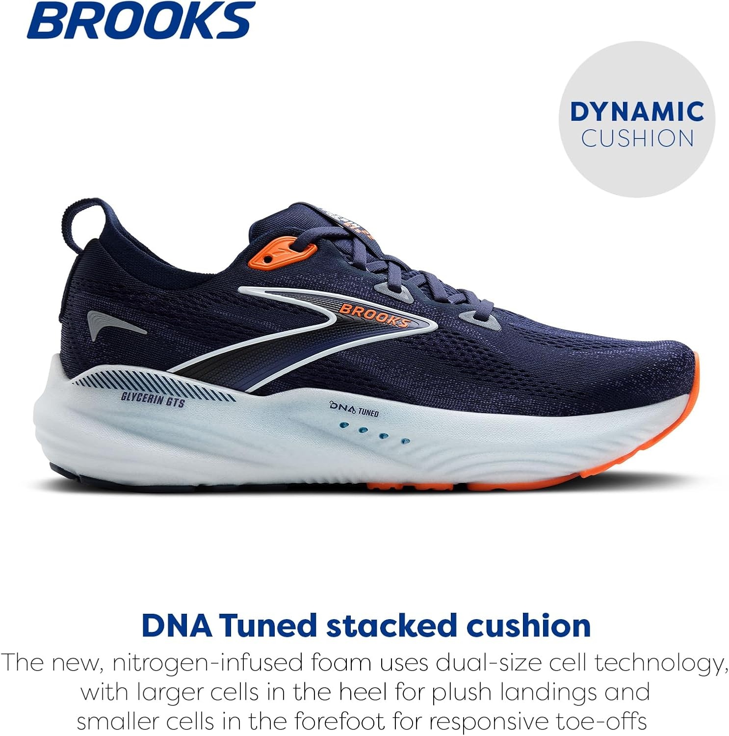 image:imageBrooks Mens Glycerin GTS 22 Supportive Running ShoePeacoatBlue RibbonOrange