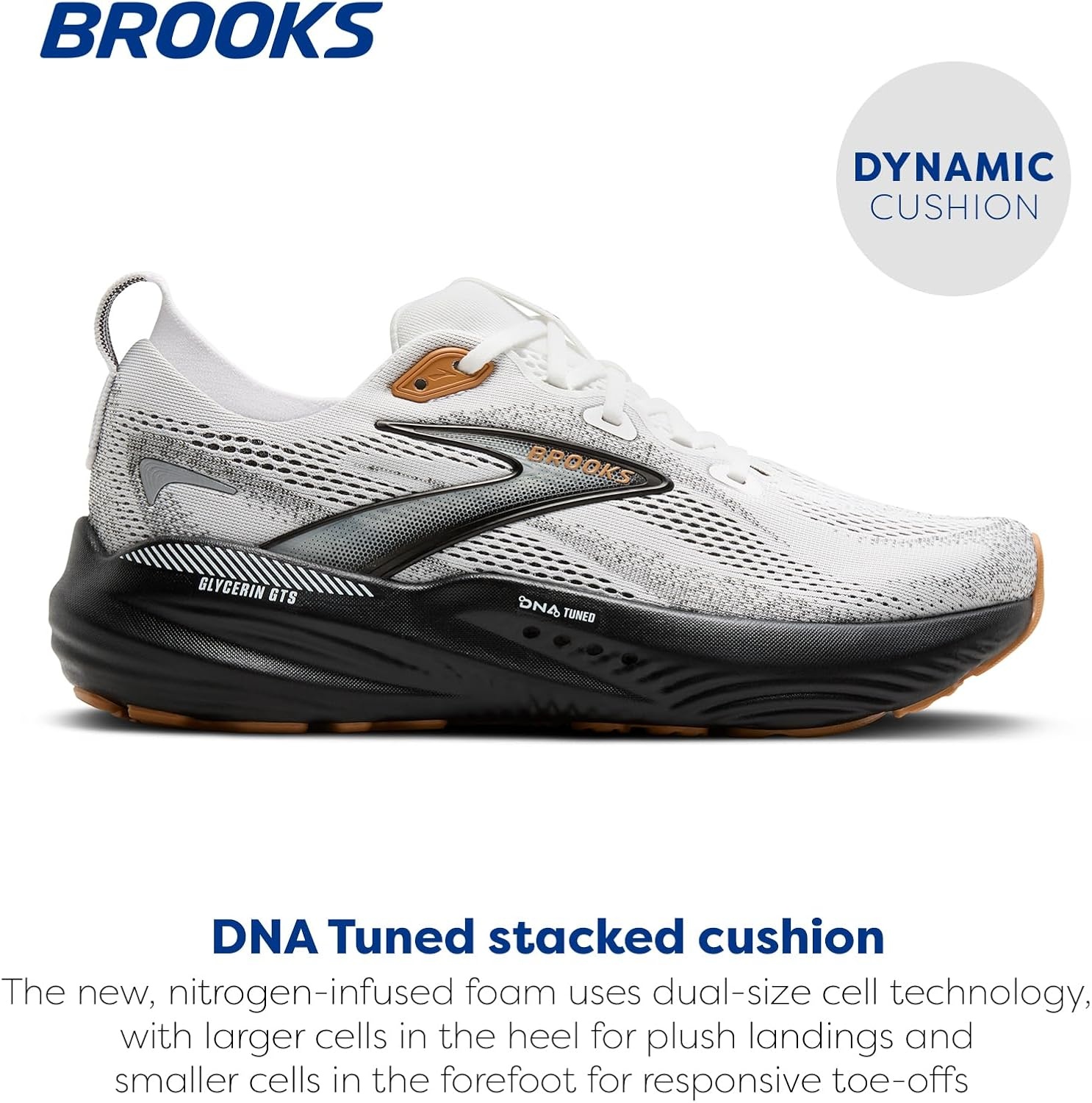 image:imageBrooks Mens Glycerin GTS 22 Supportive Running ShoeWhiteGreyBlack