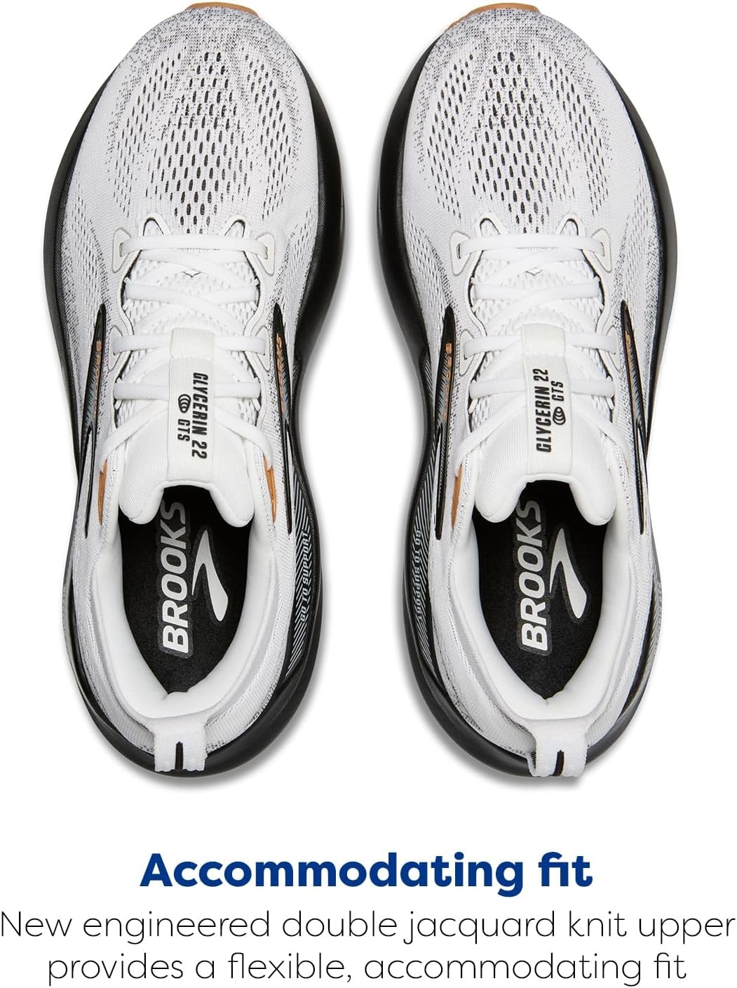 image:imageBrooks Mens Glycerin GTS 22 Supportive Running ShoeWhiteGreyBlack