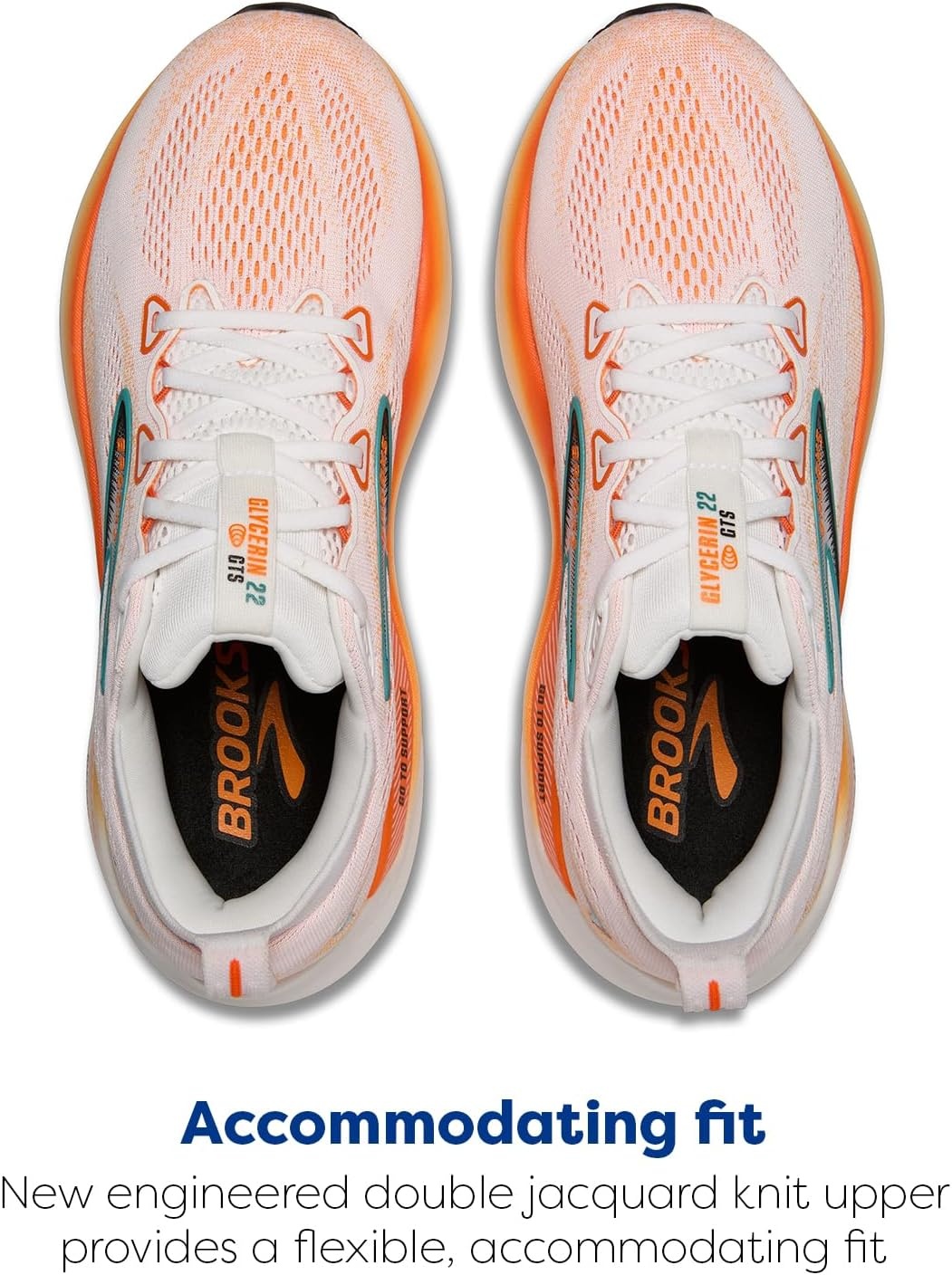 image:imageBrooks Mens Glycerin GTS 22 Supportive Running ShoeWhiteOrangeGreen Blue Slate