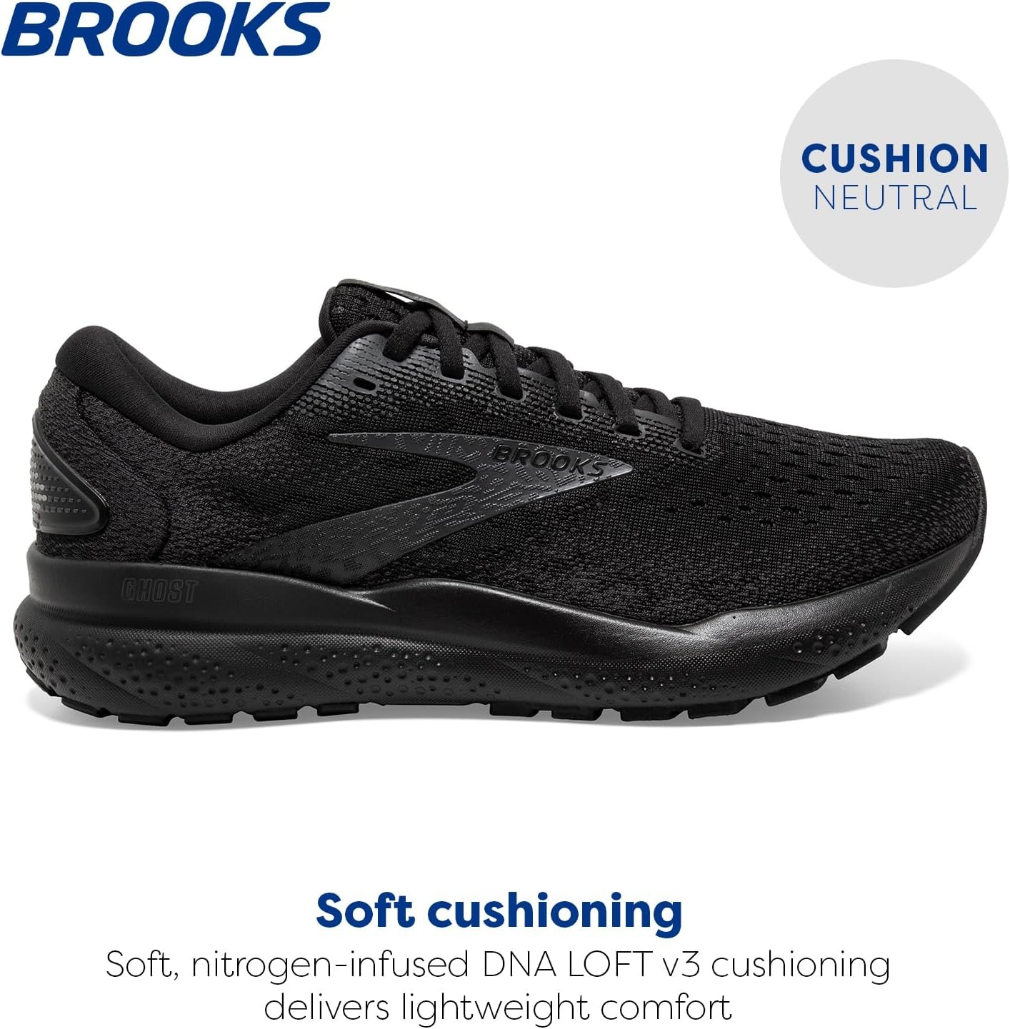 image:imageBrooks Womens Ghost 16 Neutral Running ShoeBlackBlackEbony