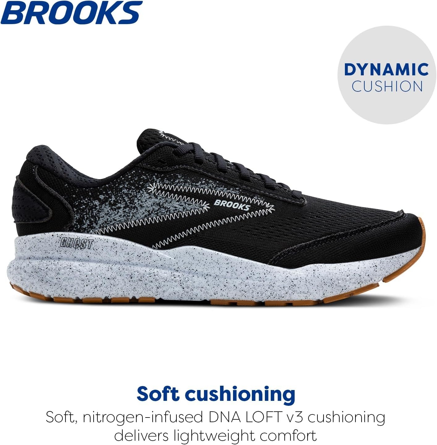image:imageBrooks Womens Ghost 16 Neutral Running ShoeBlackBlackened PearlWhite