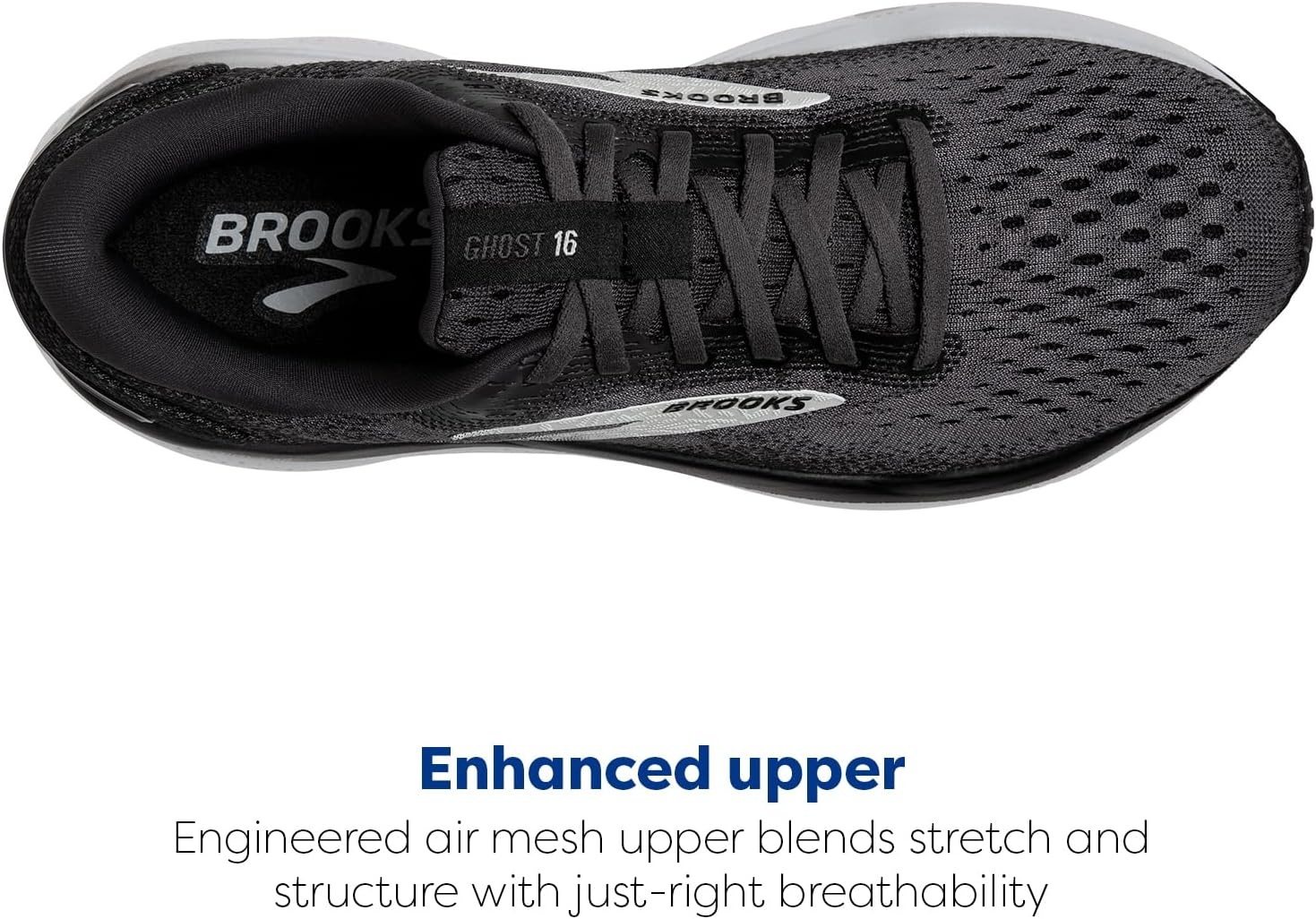 image:imageBrooks Womens Ghost 16 Neutral Running ShoeBlackGreyWhite
