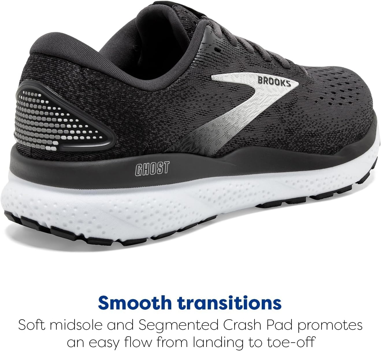 image:imageBrooks Womens Ghost 16 Neutral Running ShoeBlackGreyWhite