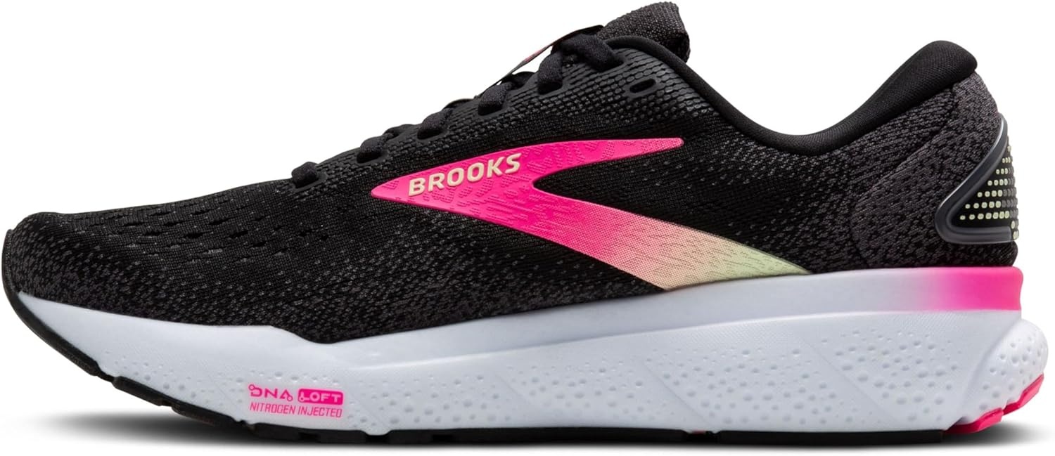 image:imageBrooks Womens Ghost 16 Neutral Running ShoeBlackPinkYellow